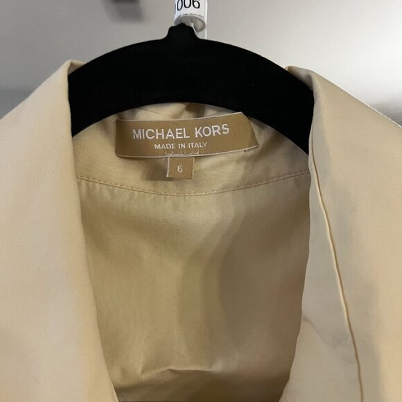 1006 Michael Kors Collection Button Up Short Sleeve Blouse Size 6 Color Cream - Picture 4 of 6